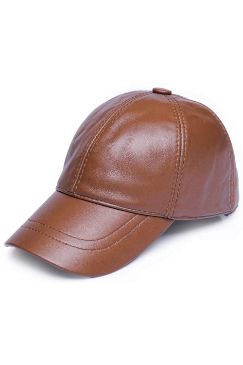 Fındık Rengi Deri Unisex Beyzbol Şapka