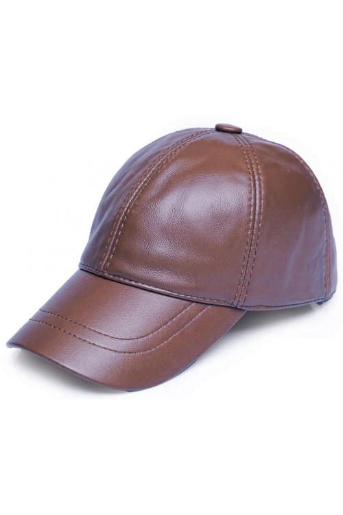 Kahverengi Deri Unisex Beyzbol Şapka